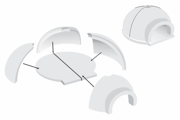 Forno a lenha pré moldado para pizza. Produzido com material refratário